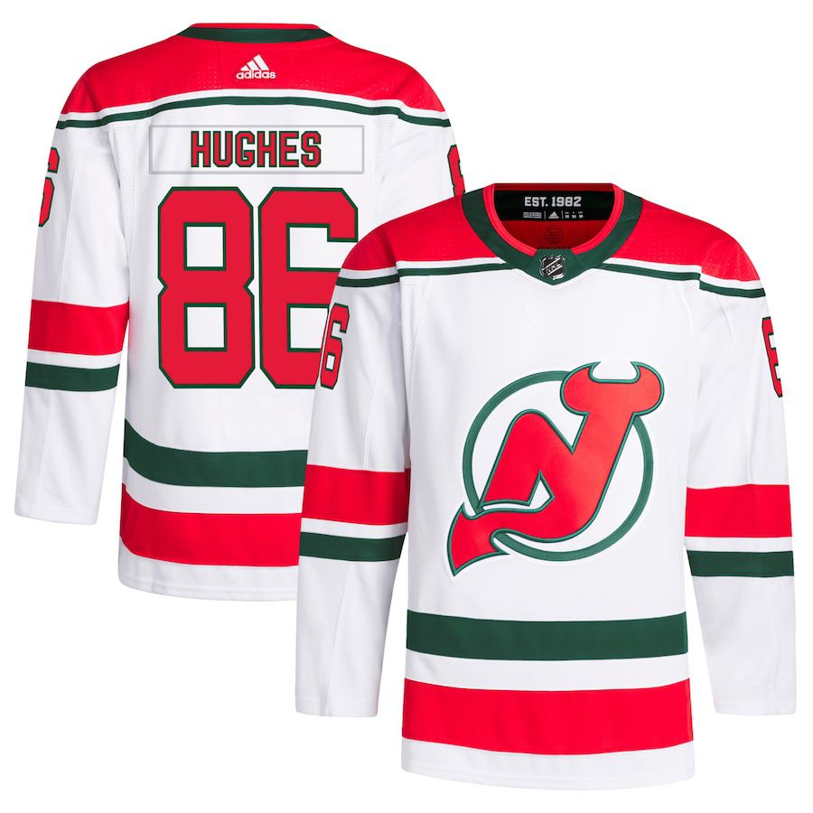 Men New Jersey Devils 86 Jack Hughes adidas White 2022-23 Heritage Primegreen Authentic Pro NHL Jersey